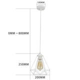 1 x RAW Customer Returns Industrial pendant light hanging lamp vintage cage lampshade white hanging lamp, E27 lamp holder type, retro lampshade light for kitchen, bedroom, bar, salon, restaurant, bar, living room - RRP €19.67