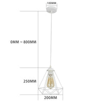 1 x RAW Customer Returns Industrial Pendant Light Hanging Lamp Vintage Cage Lampshade White Hanging Lamp, E27 Lamp Socket Type, Retro Lampshade Light for Kitchen Bedroom Bar Salon Restaurant,Bar,Living Room - RRP €19.49