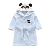 1 x Brand New Happy Cherry - Girls Boys Hooded Bathrobe in the Shape of an Animal Children s Bath Outing with Belt Autumn Winter Blue 5-6 Years - RRP €22.8