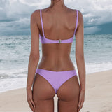 1 x RAW Customer Returns meioro Bikini Sets for Women Push Up Thong with Low Waist Swimsuit Bikini Set Swimwear Beachwear M, Light Purple  - RRP €22.33