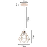 1 x RAW Customer Returns TOKIUS pendant light vintage industrial hanging lamp with geometric design E27 lamp made of iron cage lampshade retro hanging light for dining table kitchen pendant light 1-bulb, gold 160mm  - RRP €16.99