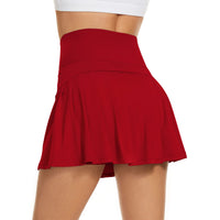 1 x RAW Customer Returns Durio Women s Short Tennis Skirt Sports Skirt Trouser Skirt Mini Skirt Pleated Skirt Golf Skirt Running Skirt Skirts with Trousers Underneath and Pocket Red 38 Tag Size M  - RRP €21.5