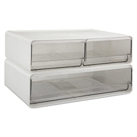 1 x RAW Customer Returns EZOWARE 3 Transparent Drawers Makeup Organizer, Set of 2 Multifunctional Stackable Chest of Drawers Box for Make up, Cosmetics, Vanity, Dressing Table, Bathroom, Bedroom - White - RRP €23.99