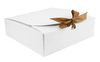 1 x RAW Customer Returns Emartbuy Pack of 12 Square Shaped Gift Boxes, 16.5cm x 16.5cm x 5cm, Easy Assembly, White Box with Ribbon - RRP €17.16