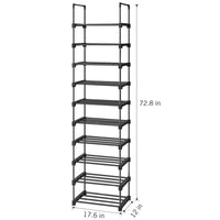 1 x RAW Customer Returns esonstyle Shoe Rack, 10 Tier High Narrow Shoe Rack Space Saving Door Metal Shoe Rack Vertical Tall Shoe Rack for Living Room and Bedroom - RRP €29.99