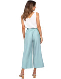 1 x RAW Customer Returns FANCYINN Women s 2 Piece Crop Pants Set with Wide Leg Wide Strap V-Neck Tank High Waist Cropped Paper Bag Pants with Belt Light Blue Pants and White Top XS - RRP €30.24