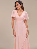 1 x RAW Customer Returns Ever-Pretty Women s Bridesmaid Dresses V-Neck Floor Length Chiffon Backless Elegant Pink 56EU - RRP €61.99