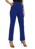 1 x RAW Customer Returns EXCHIC Women s Office Straight Leg Work Pants Casual Pants Elastic Waist Pants with Pockets S, Royal Blue  - RRP €29.98