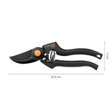 1 x RAW Customer Returns Fiskars bypass garden shears for fresh branches and twigs, non-stick coating, high-quality steel blades, length 22.5 cm, black orange, Pro, P90, 1001530 - RRP €27.55