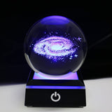 1 x RAW Customer Returns Crystal Ball 3D Milky Way 8cm 3.15inch Planet Model Globe LED Light Base Home Decoration Ornament Astronomy Christmas Educational Gifts Milky Way Black Base, 8cm  - RRP €38.3