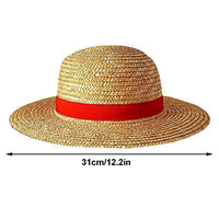 1 x RAW Customer Returns Wawogic One Piece Monkey D. Luffy Cosplay Hat, Flat Hats Japanese Cartoon Props Straw Hat Visor Child Red Stripe Beach - RRP €14.7