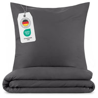 1 x RAW Customer Returns Blumtal bed linen 140x200 cm pillowcase 80x80 cm - Duvet covers made of breathable microfiber, super soft duvet cover set, Oeko-Tex certified, 2-piece - anthracite - RRP €17.14