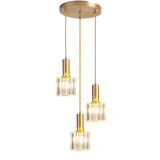 1 x RAW Customer Returns S-Cevada Sparkling Crystal Pendant Light with Gold Stainless Steel Frame E27 Lamp Holder Mini Hanging Lamp Ceiling Light for Dining Room Bedroom Kitchen Gold, 3 Lights  - RRP €139.99