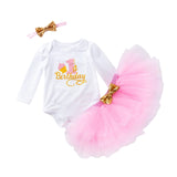 1 x RAW Customer Returns 3PCS Baby Girl Clothes Newborn Birthday Outfit Long Sleeve Cotton Romper Tutu Skirt Headband Set,Pink 6-12 Months - RRP €22.14