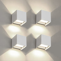 1 x RAW Customer Returns FUPE 4 Pieces Wall Light Outdoor Indoor Wall Lamp LED Exterior Wall Lights IP65 Waterproof Modern White 20W 4000K Natural Light Wall Light Square Aluminum Beam Angle Adjustable - RRP €114.99