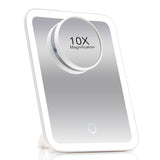 1 x RAW Customer Returns Fancii Portable LED Makeup Mirror, Travel Mirror with Light, 3 Color Settings and 10x Magnifying Mirror, Illuminated Makeup Mirror with Lighting, Dimmable - Aura Go White  - RRP €26.18