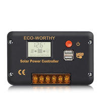 1 x RAW Customer Returns ECO-WORTHY 30A Solar Charge Controller 12V 24V, Solar Charge Controller Intelligent Controller with Two USB Ports Solar Battery Controller LCD Display - RRP €36.29