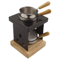 1 x RAW Customer Returns Metal incense burner on wooden base with incense pot Design Arian H 8.5 cm - RRP €24.71