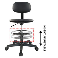 1 x RAW Customer Returns KKTONER Swivel Chair Stool with Wheels Height Adjustable PU Leather Footrest Home Design Work SPA Salon Computer Rotating Office Chair Black  - RRP €64.67