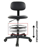 1 x RAW Customer Returns KKTONER Swivel Chair Stool with Wheels PU Leather Height Adjustable Footrest Home Drafting Work SPA Salon Office Chair with Wheels for Computer Black  - RRP €64.52