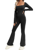 1 x RAW Customer Returns UMIPUBO Women s Sports Jumpsuit Long Sleeve Yoga Jumpsuit Elastic Tight Dress Overalls Bodysuit Overall One Piece Suit for Fitness Yoga Black, L  - RRP €25.21