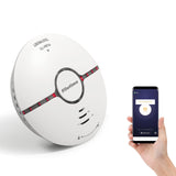 1 x RAW Customer Returns WLAN smoke detector, fire alarm 10-year life smoke detector with test button, replaceable battery, complies with EN14604 standard, sound and flash alarm 85dB 3m for kitchen-living room, easy installation - RRP €25.99