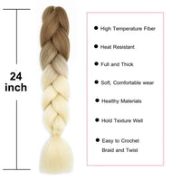 1 x RAW Customer Returns PORSMEER 3 Pieces Jumbo Braid Synthetic Hair for Braiding 24 Inches 100g Kanekalon Hair Braiding Extensions for Crochet Twist Braiding Hair Ombre Color, Brown to Blonde - RRP €19.43