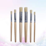 1 x RAW Customer Returns Healifty 6pcs Round Brush Wooden Handle Professional Beginner Tool of Different Sizes for Acrylic Watercolor Oil Painting - RRP €9.19