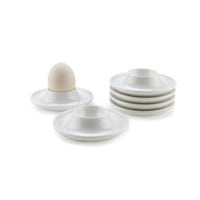 1 x RAW Customer Returns ComSaf Egg Cup White 6 Pieces, White Porcelain Egg Stand with Shelf, Breakfast Egg Holder Set - RRP €24.99