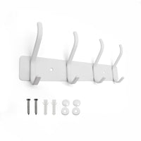 1 x RAW Customer Returns YONIAK coat hook wall white, hook rail wardrobe hook, coat rack metal stainless steel rustproof with 4 hooks, wall coat rack white coat hook for wall coat rack, bedroom, bathroom - RRP €15.99