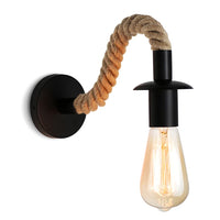 1 x RAW Customer Returns LZGS Go Swing Bands Vintage Hemp Rope Wall Lamp Industrial Sconce Ideal for Loft Hallway or Bedroom E27 Chandelier 110 220V Black  - RRP €21.99