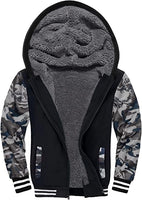 1 x RAW Customer Returns LLdress Hoodie Boys Hooded Sweater with Zipper Fleece Jacket Warm Contrast Colors Hooded Jacket Casual Winter Sweat Jacket with Hood Hooded Jacket Pullover for Children 054-Camouflage gray-XL  - RRP €48.4