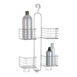 1 x RAW Customer Returns mDesign Shower Soap Holder - Shower Shelves for shower gel, shampoo and other shower accessories - particularly spacious and with hooks - colour silver - RRP €30.42