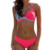 1 x RAW Customer Returns CheChury Women s Bikini Set Push Up Swimwear Two-Piece Swimsuits Beach Ties Top Bikini Bottoms Women Beachwear, B-Pink, XXL - RRP €33.89