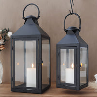 3 x RAW Customer Returns JHY DESIGN Set of 2 Decorative Lanterns 44.5 cm 24 cm High Lanterns Outdoor Black Candle Lanterns Large Hanging Lantern for Indoor Events Parity Weddings Vintage Style Decorative Black  - RRP €196.26