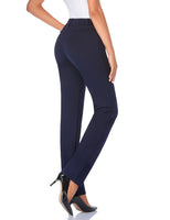 1 x RAW Customer Returns Tapata Women s 71cm 76cm 81cm 86cm Straight Stretch Trousers with Pockets for Office Business Everyday Wear, Tall Long Regular Petite Trousers 71cm, Navy Blue, L - RRP €45.37