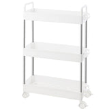 1 x RAW Customer Returns Ronlap Kitchen Trolley with 3 Tiers, Rolling Trolley, Niche Shelf on Wheels, Serving Trolley, All-Purpose Trolley with Handle Hooks, Narrow Shelf for Kitchen, Bathroom, White - RRP €20.23