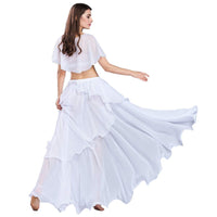 1 x RAW Customer Returns ROYAL SMEELA Belly Dance Skirt Tops Belly Dance Costume Outfit Set Performance Top and Skirt Dresses Dancing Chiffon Maxi Skirt Skirt Top Set for Women Long Skirts - RRP €49.8