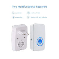 1 x RAW Customer Returns  No Battery Required Wireless Doorbell Waterproof, AURTEC Doorbell Kit with 2 Receivers and 1 Self-Powered Press, 51 Chimes, 4 Volume Levels, White - RRP €32.26