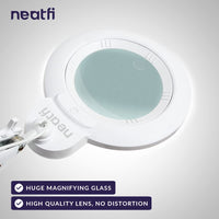 1 x RAW Customer Returns Neatfi XL Bifocals 1,600 Lumen Super LED Magnifier Lamp, 5 Diotter with 20 Diopters, Dimmable, 16W, 84 PCS SMD LEDs With Clamp, White  - RRP €169.18