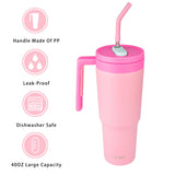 1 x RAW Customer Returns LoFone 1180 ML 40 OZ coffee mug to go, drinking cup with straw, handle and lid, 304 stainless steel vacuum insulated mug for car office hot and cold coffee water and tea, BPA free pink  - RRP €23.39