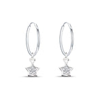 1 x RAW Customer Returns Bo Win 925 silver earrings women hoop earrings with pendant star earrings with 3A zirconia ladies earrings hanging silver hoop earrings diameter 16mm earrings silver for ladies women girls - RRP €17.54