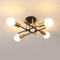 1 x RAW Customer Returns Riserva Ceiling Light Vintage, E27 4-Lights Gold Black Sputnik Ceiling Light, Industrial Ceiling Lights for Living Room Dining Room Hallway Restaurant Hotel Caf , 46CM - RRP €34.4