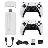 1 x RAW Customer Returns POFET Retro Game Stick, Classic Game Console with 64GB Built-in Card, 2.4GHz Super Wireless USB Console, Plug and Play with 2 Game Controllers, Support 4K HD Output M8 Black  - RRP €34.27