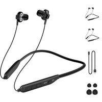 1 x RAW Customer Returns MAS CARNEY 2 Pack BI2 Bluetooth Headphones In Ear, Dual Drivers Wireless Neckband Earbuds with Microphone, for Running, Training and Gym - RRP €22.18