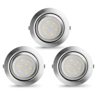 1 x RAW Customer Returns LAMPAOUS LED recessed lights kitchen lamps dimmable neutral white 4000K 12V DC cupboard lamps cabinet showcase lights round 9 SMD 160LM 2 watts per piece total 6 watts brushed stainless steel pack of 3 - RRP €30.24