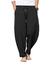 1 x RAW Customer Returns YAOBAOLE Beach Pants Men s Long Cotton Linen Pants Lightweight Loose Summer Pants Men Black XL - RRP €27.18