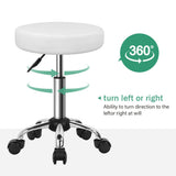 1 x RAW Customer Returns FURWOO Multipurpose Rolling Stool Round Stool with Wheels for Spa Adjustable Drawing Stool White  - RRP €43.99