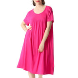 1 x RAW Customer Returns amropi Women s Nightgown Dresses Loungewear Soft Home T-Shirt Scoop Neck Loose Sleepwear Rose Red,3XL  - RRP €27.99