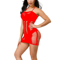 1 x Brand New HOTSO Hollow Out Bodycon Fishnet Outfit, Body Net Stockings Nightwear Women See Through Sleeveless Lingerie Night Dress Sleepwear Girlfriend Valentine s Day Party Honeymoon Red  - RRP €27.6